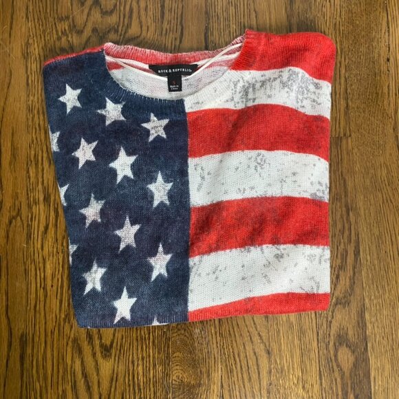 Rock & Republic patriotic flag sweater lightweight sweater long sleeve SM - Picture 3 of 6